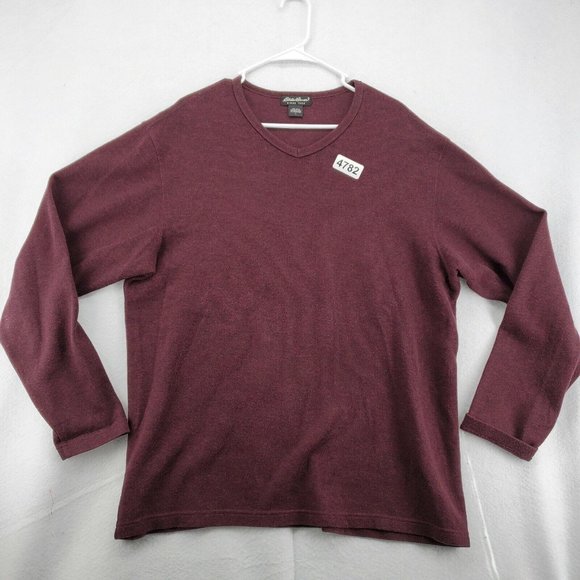 EDDIE BAUER Sweater Men's Long Sleeve V-Neck 100% Cotton Purple Size Large - Picture 12 of 12